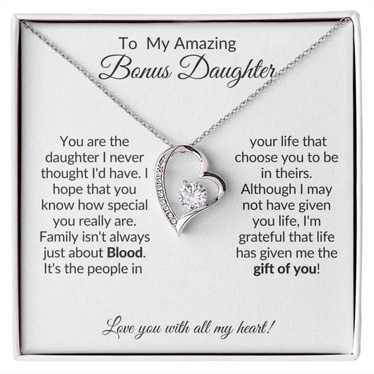 To My Amazing Bonus Daughter | Forever Heart Necklace